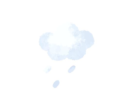 Ilustración pintada a mano con nubes azules con gotas de lluvia lindo