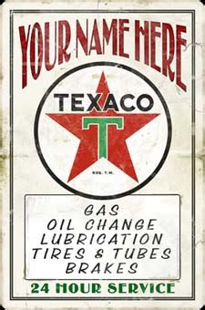 Texaco Gas Station Vintage Personalized Sign | Garage Art™