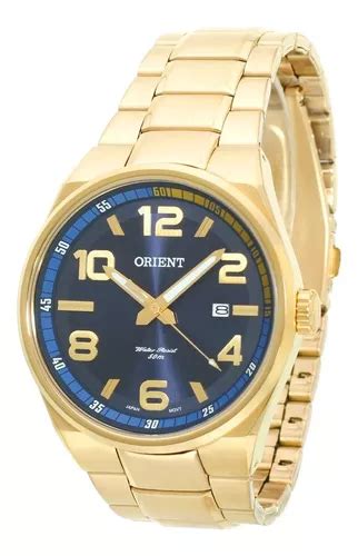 Rel Gio Orient Masculino Mgss D Kx Dourado Azul A O Parcelamento