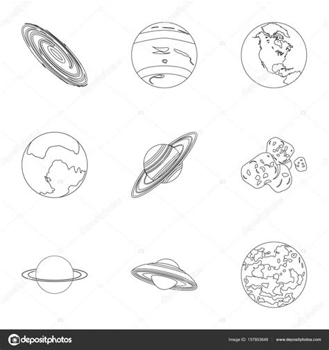 Planetas Del Sistema Solar Objetos Cósmicos Icono De Planetas En La Colección De Conjuntos En