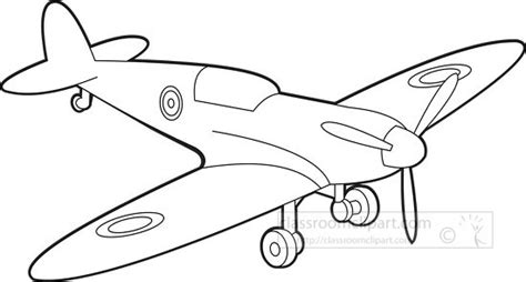 Transportation Outline Clipart-supermarine spitfire black white outline ...