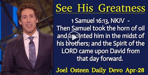 Joel Osteen April 28 2023 Daily Devotional See His Greatness Today