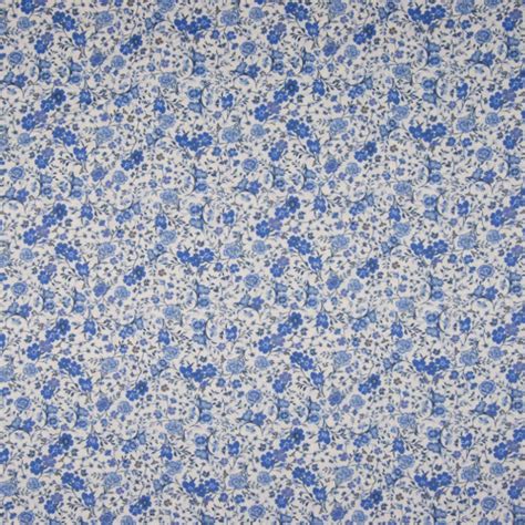 Tissu popeline 100 coton impression numérique floral bleu Tissus en