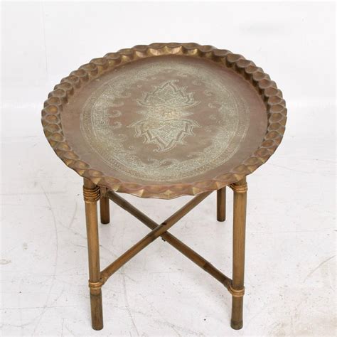 Scalloped Indian Brass And Bamboo Oval Coffee Table Hollywood Regency Baker 1960s At 1stdibs