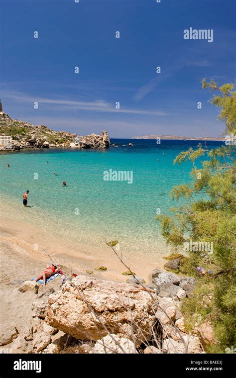 Malta Cirkewwa Paradise Bay Beach Stock Photo Alamy