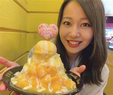 門脇佳奈子さんのインスタグラム写真 門脇佳奈子instagram「⭐️ 今年の誕生日ケーキはマンゴーかき氷でした🥭🍧