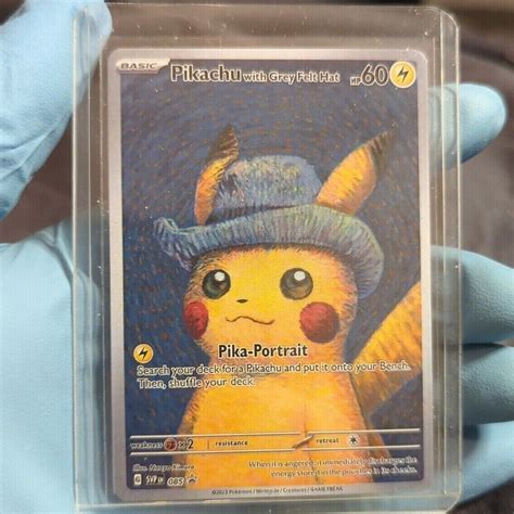 Mavin Pikachu With Grey Felt Hat 085 Promo Card Pokemon X Van Gogh