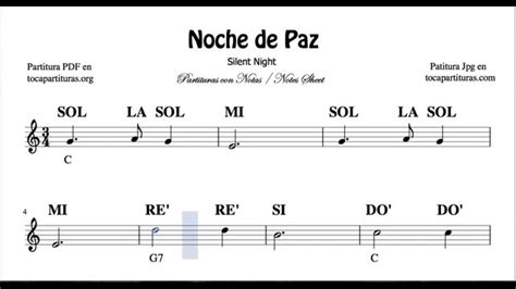 Noche De Paz Partitura Con Notas Para Flauta Violín Oboe Tutorial Con