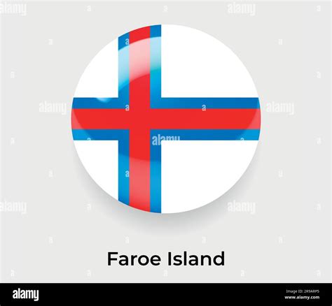 Faroe Island Glossy Flag Bubble Circle Round Shape Icon Vector