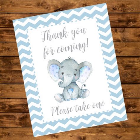 Blue Elephant Baby Shower Sign Elephant Thank You For Coming Sign