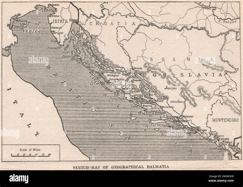 Sketch-Map of the Dalmatian coast, Croatia, 1925 Stock Photo - Alamy