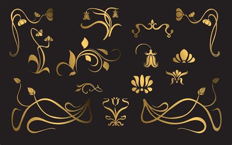 Premium Vector Set Of Art Nouveau Ornament