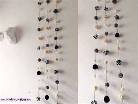 Two Pictures Of The Same Wall Hangings With Balls And Beads Attached To