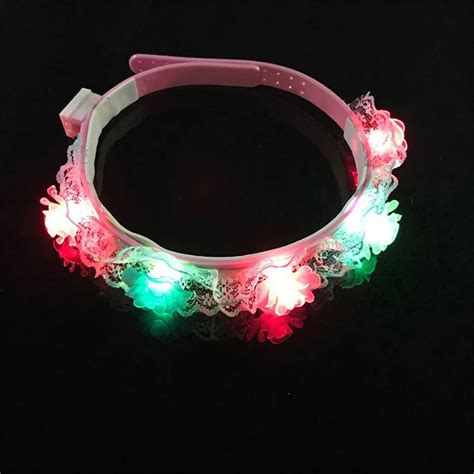 100pcs LED Glowing Flower Headband Light Up Floral Hoop Party Costume