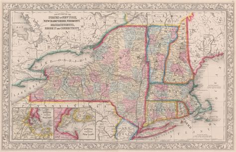 County Map Of The States Of New York New Hampshire Vermont Massachusetts Rhode Island And