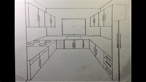 2 Point Perspective Kitchen Drawing