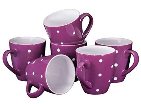 Bruntmor 16 Oz Polka Dot Coffee Mug Set Of 6 Large 16 Ounce Ceramic M