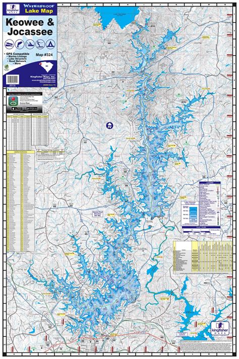 Lakes Keowee Jocassee Waterproof Map 324 Kingfisher Maps Inc