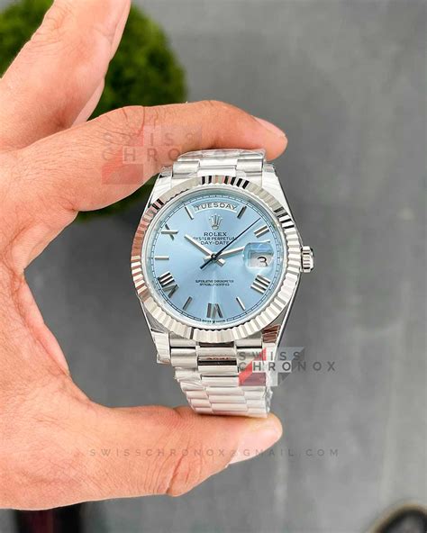 Rolex Day Date Platinum Ice Blue New