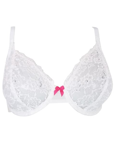 Marks And Spencer Mand5 White Floral Lace Underwired Non Padded Full Cup Bra Size 30 To 38