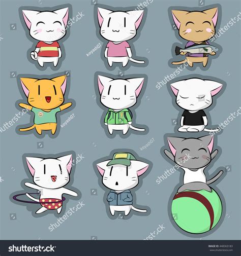Cute Pussy Cats Emotions Set Charming Stock Vector Royalty Free Shutterstock