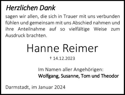 Traueranzeigen Von Hanne Reimer Vrm Trauer De