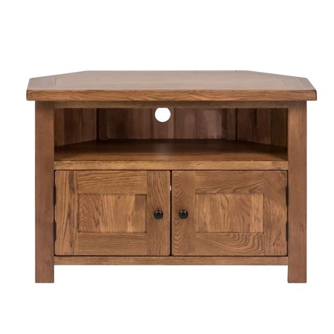 Savoy Rustic Solid Oak Corner Tv Unit With Doors Made With Oak