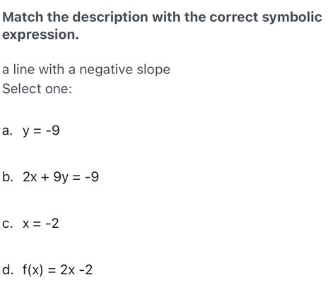 Solved Match The Description With The Correct Symbolic Expression A