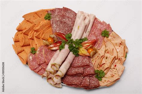 Partyplatte Wurst Schinken Salami für 4 Personen Stock Photo