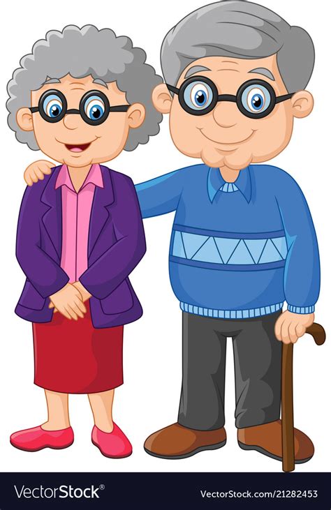 Cartoon elderly couple isolated on white Vector Image