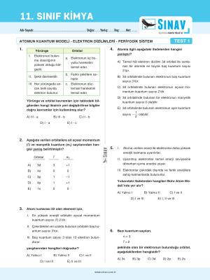 11 Sınıf Fizik Yaprak Test 2023