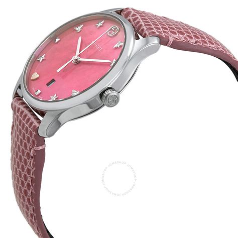 Gucci G Timeless Pink Mother Of Pearl Dial Ladies Watch Ya126586 G Timeless Gucci Watches