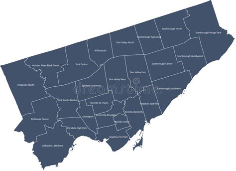 Toronto City Map With 25 Wards Stock Vector Illustration Of County