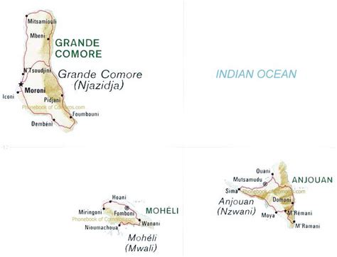 Map of Comoros by Phone Book of the World.com