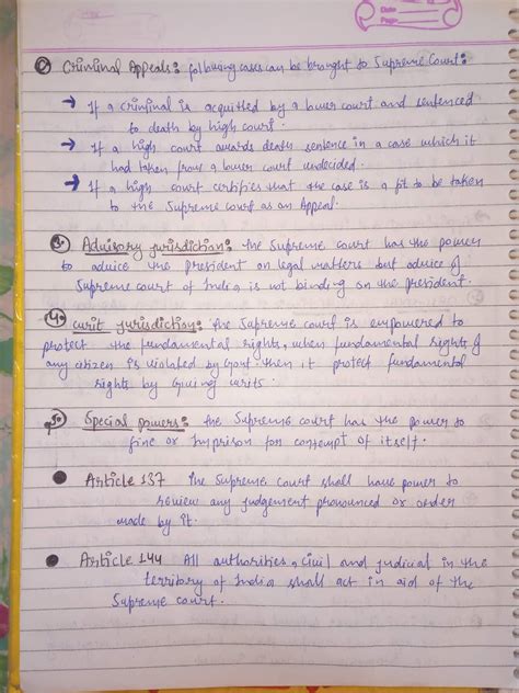 Handwritten Notes Of Judiciary Political Science Class 11th Humanities