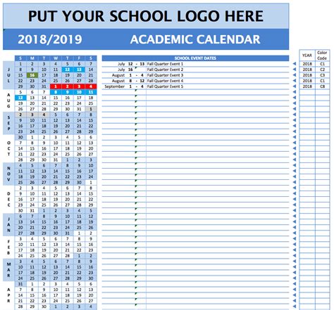 Microsoft Excel Academic Calendar Template - Lilly Phaidra