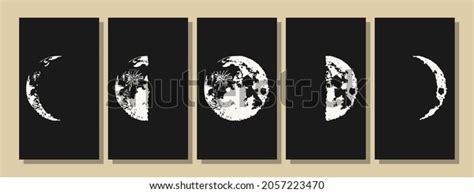 Moon Moon Phases Modern Colors Contemporary Stock Vector (Royalty Free ...