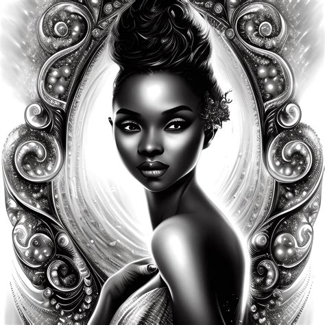 A Stunning Rendering Of An Elegant Melanin Woman In Black And Silver