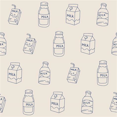 Outline Collection Of Milk Seamless Pattern Illustration For Print