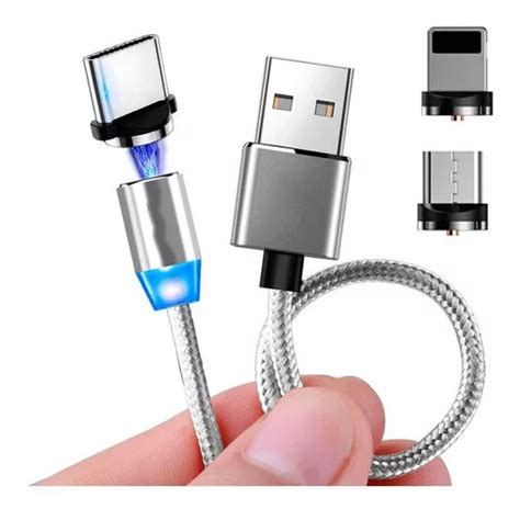 Cabo Usb Magnético Conectores Micro Usb V8 Usb Tipo c Cor Variada