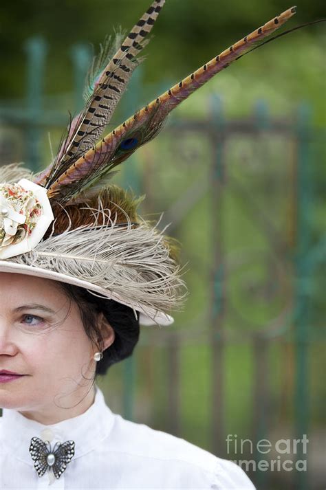 Portrait Of An Edwardian Woman With Feathered Hat Photograph By Lee