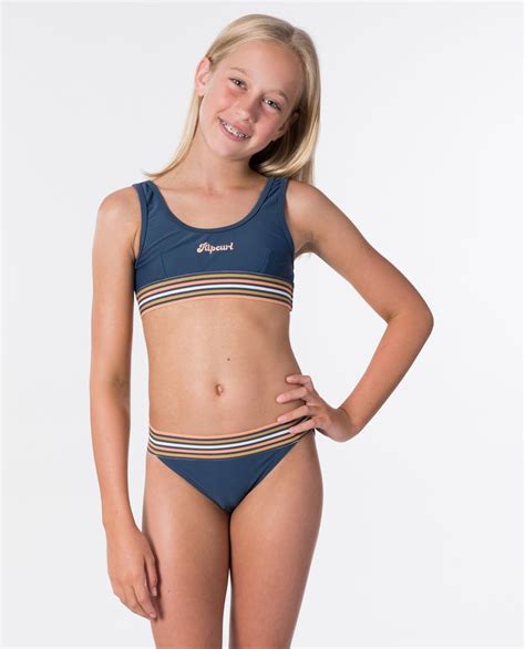 Rip Curl Girls Keep Surfin Bikini Set In Dark Blue Wetsuit Centre