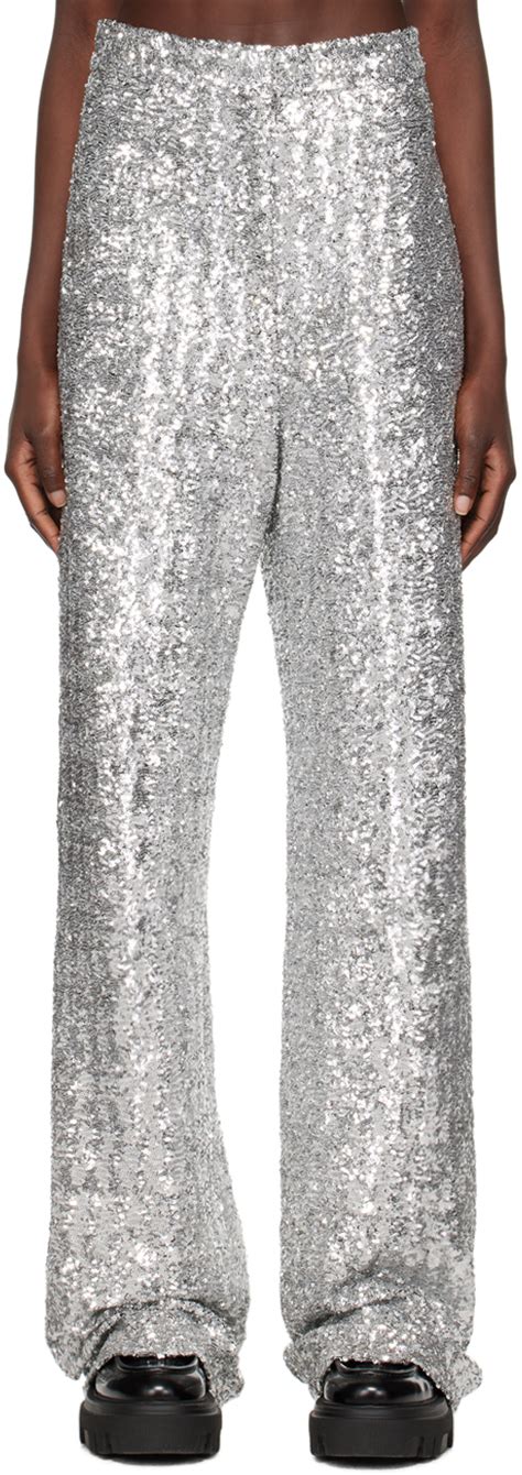 Msgm Silver Sequin Trousers Msgm