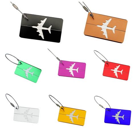 Luggage Tags Rectangular Airplane Printed Aluminium Alloy Stainless