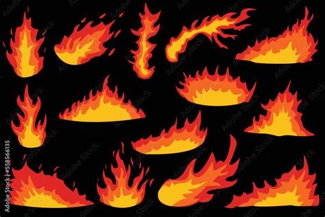 Fire flames clipart set Stock Vector | Adobe Stock