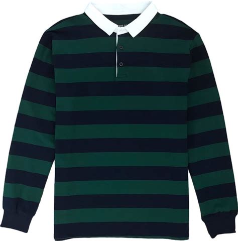 Green And Navy Blue Striped Mens Long Sleeve Rugby Shirt Kings Of Ny