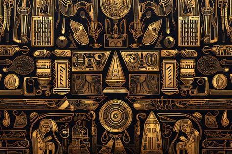 Premium AI Image Egyptian Hieroglyphs Seamless Pattern Ancient Egypt