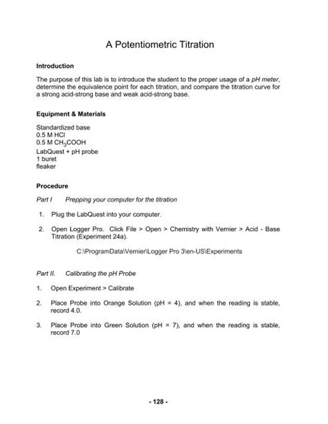 A Potentiometric Titration