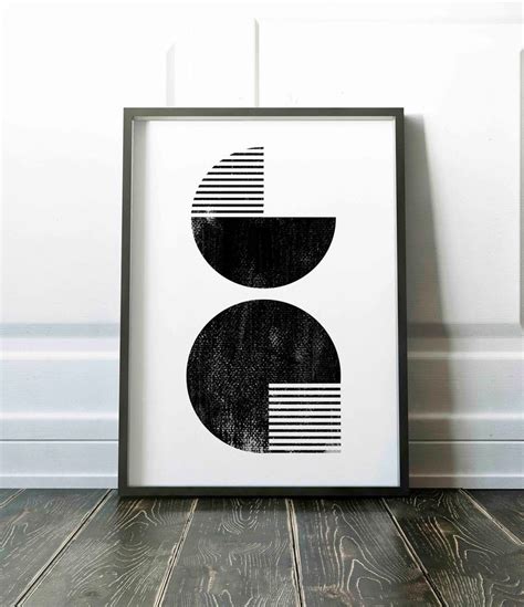 Black And White Art Mid Century Modern Art Large Geometric Poster Wall