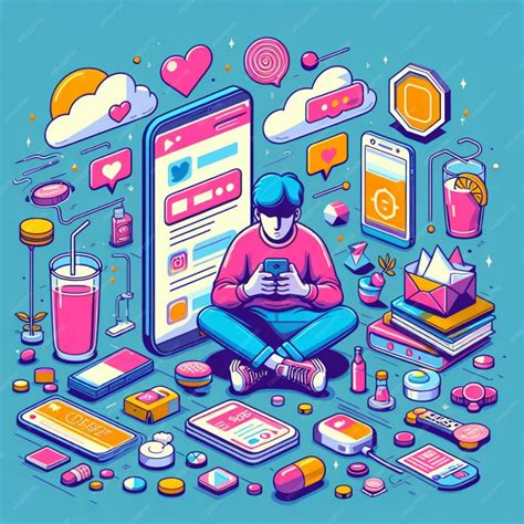 Premium Photo Social Media Addiction Aesthetic Post Illstration